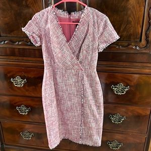 Red, white and blue tweed dress. Petite